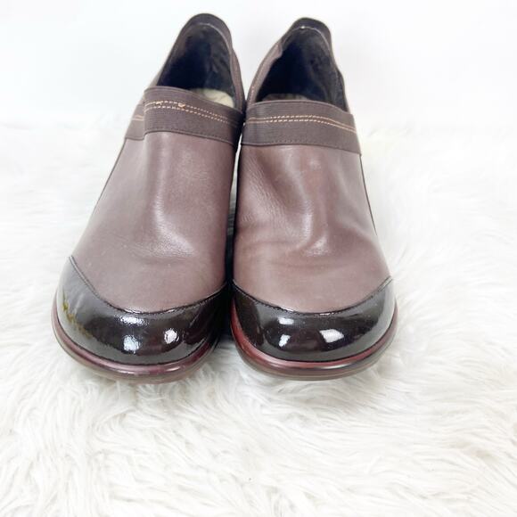 Jambu US 11M Womens Brown Cali Leather Slip On Closed Toe Wedge Heel Clog Shoes - Picture 6 of 12